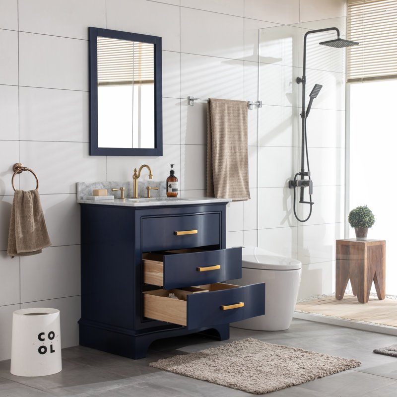 Andover Mills™ Goleta 30'' Single Bathroom Vanity with Marble Top